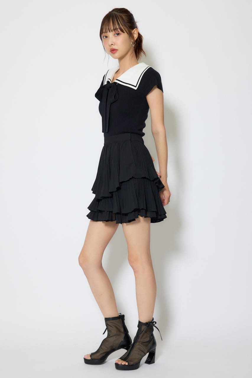 【1/25(日)23:59までSS先行予約会対象アイテム】プリーツティアードミニスカート BLK M