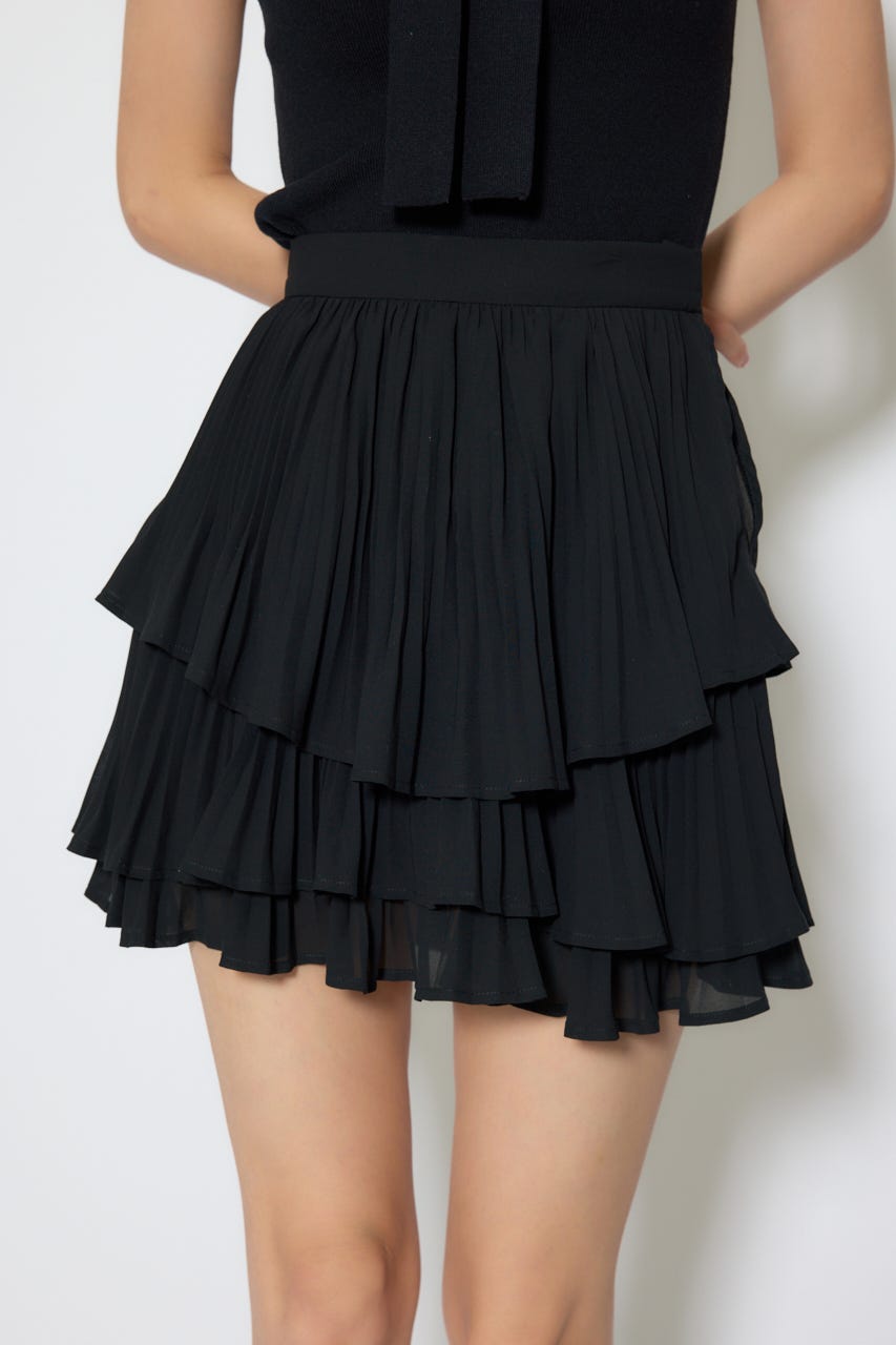 【1/25(日)23:59までSS先行予約会対象アイテム】プリーツティアードミニスカート BLK M