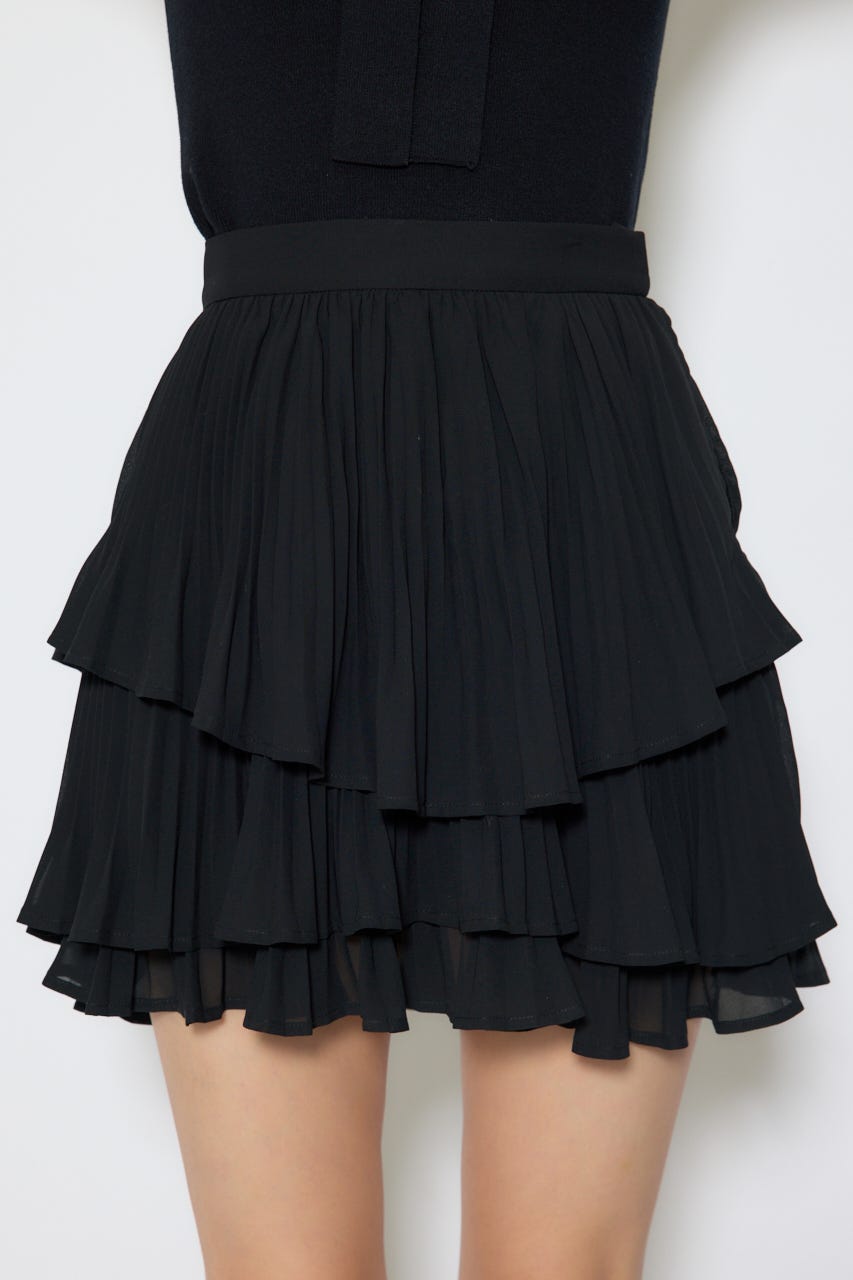 【1/25(日)23:59までSS先行予約会対象アイテム】プリーツティアードミニスカート BLK M