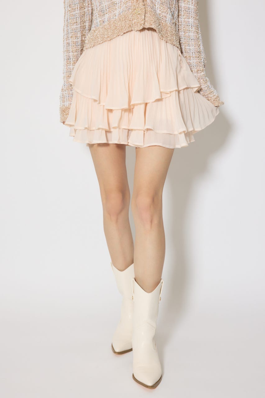 プリーツティアードミニスカート PNK M