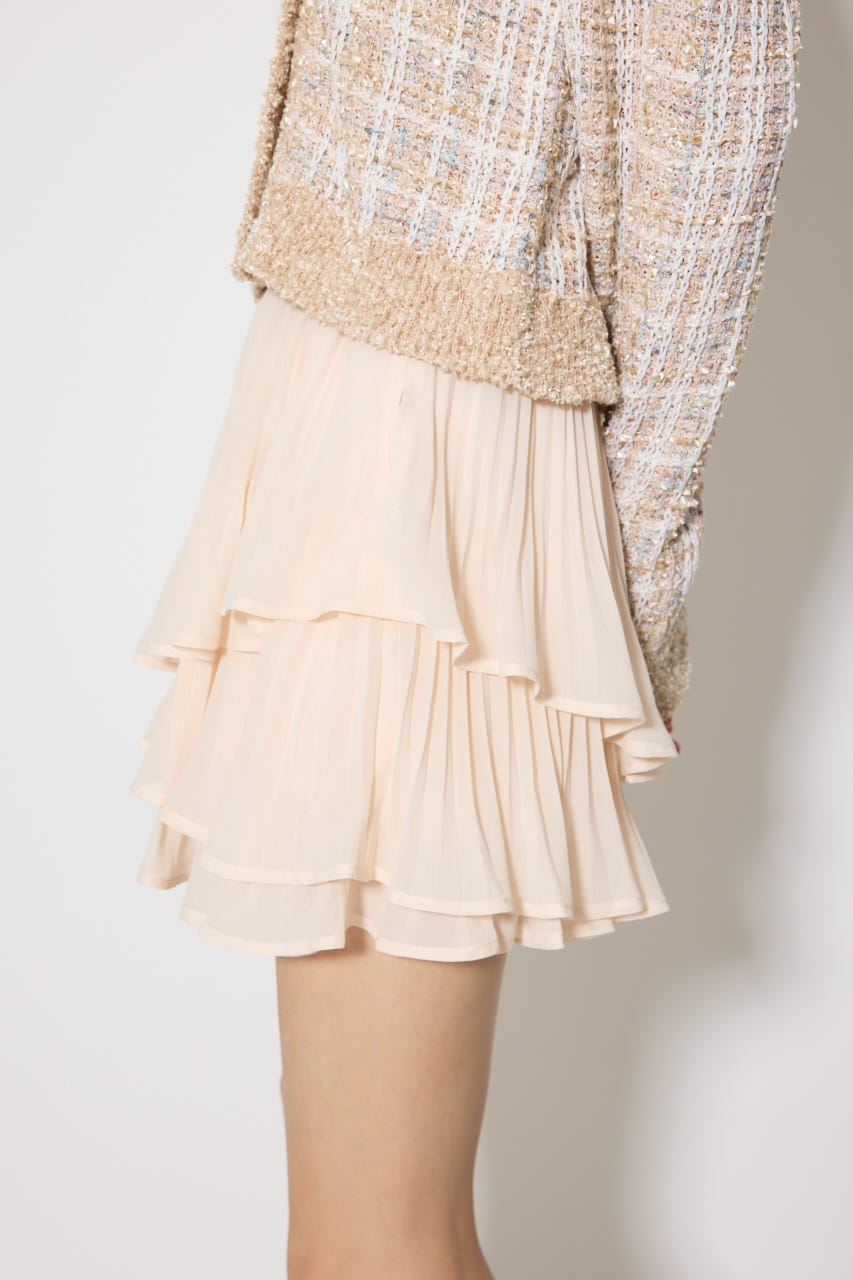 プリーツティアードミニスカート PNK M