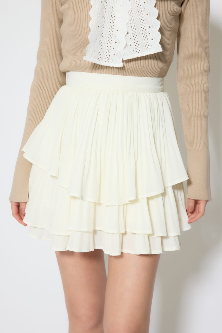 【1/25(日)23:59までSS先行予約会対象アイテム】プリーツティアードミニスカート WHT S
