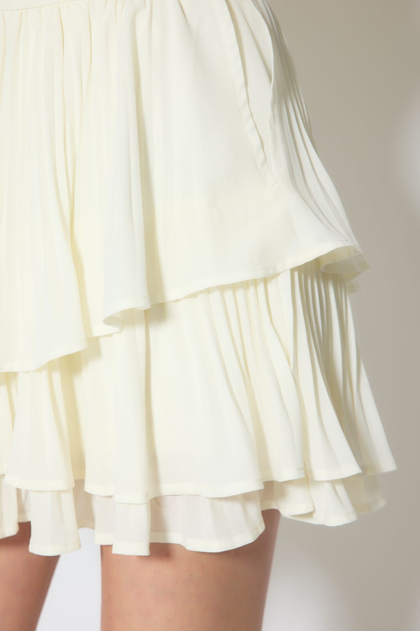 プリーツティアードミニスカート WHT S