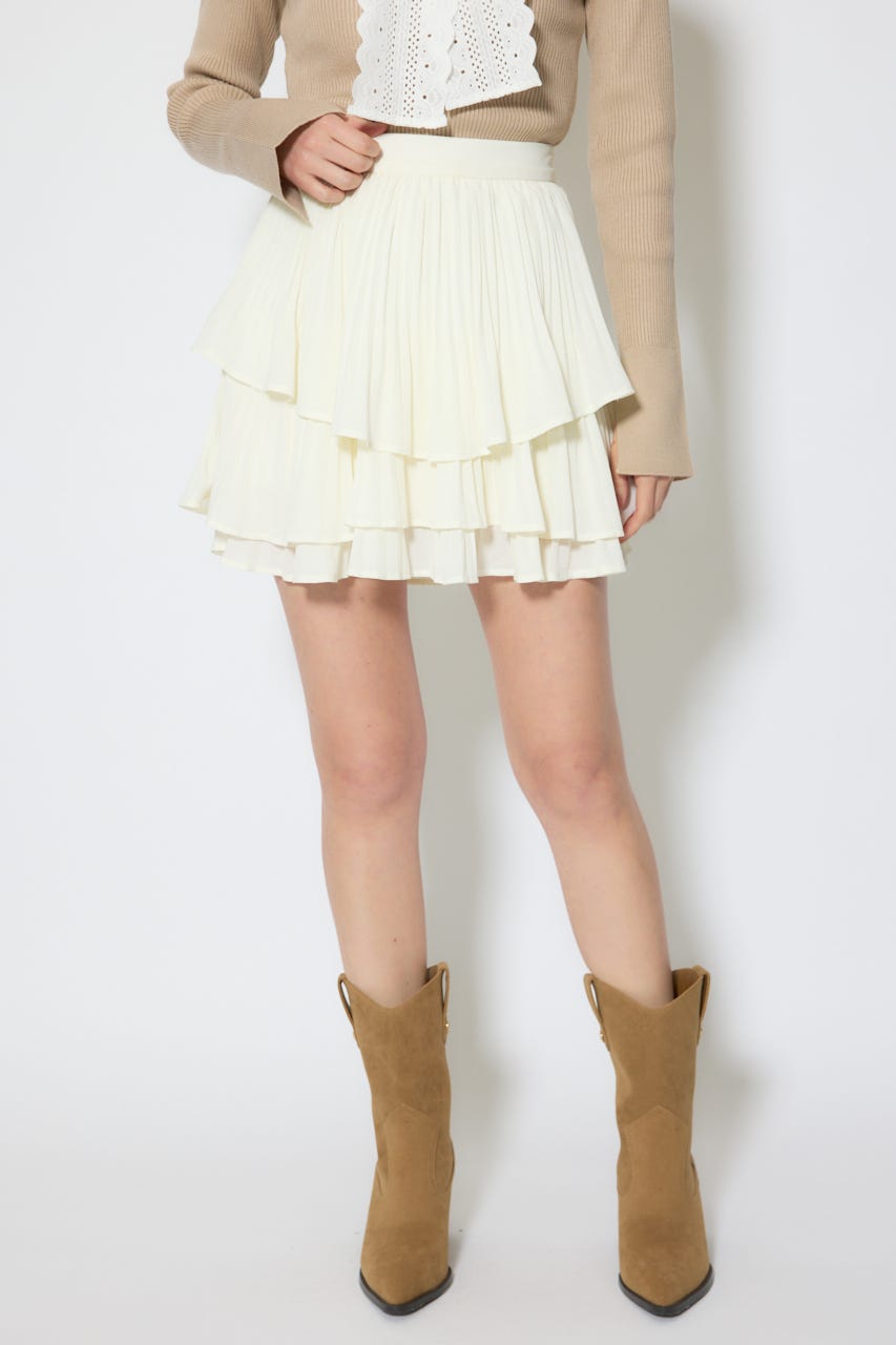【1/25(日)23:59までSS先行予約会対象アイテム】プリーツティアードミニスカート WHT S