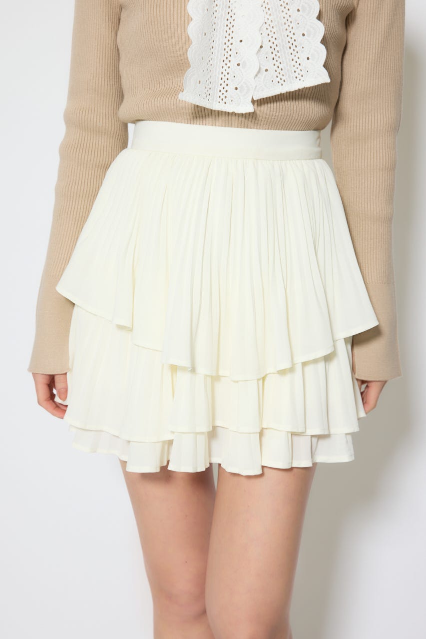 【1/25(日)23:59までSS先行予約会対象アイテム】プリーツティアードミニスカート WHT S