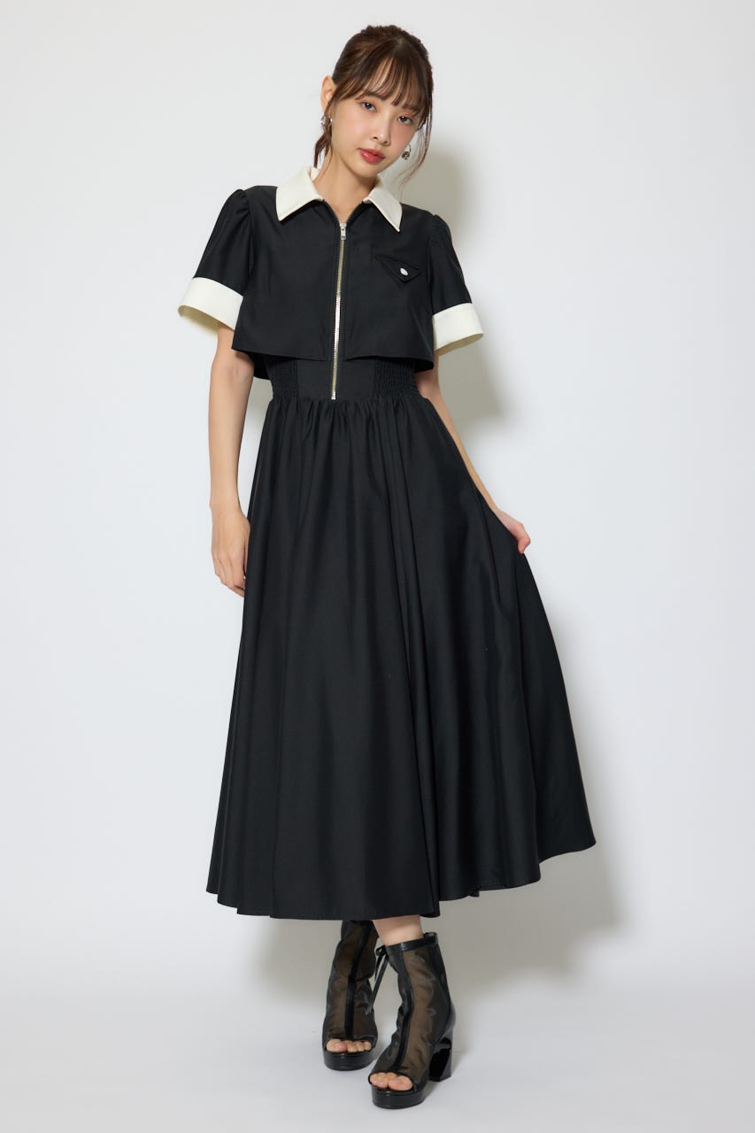 【1/25(日)23:59までSS先行予約会対象アイテム】バストディティールフレアワンピース BLK S