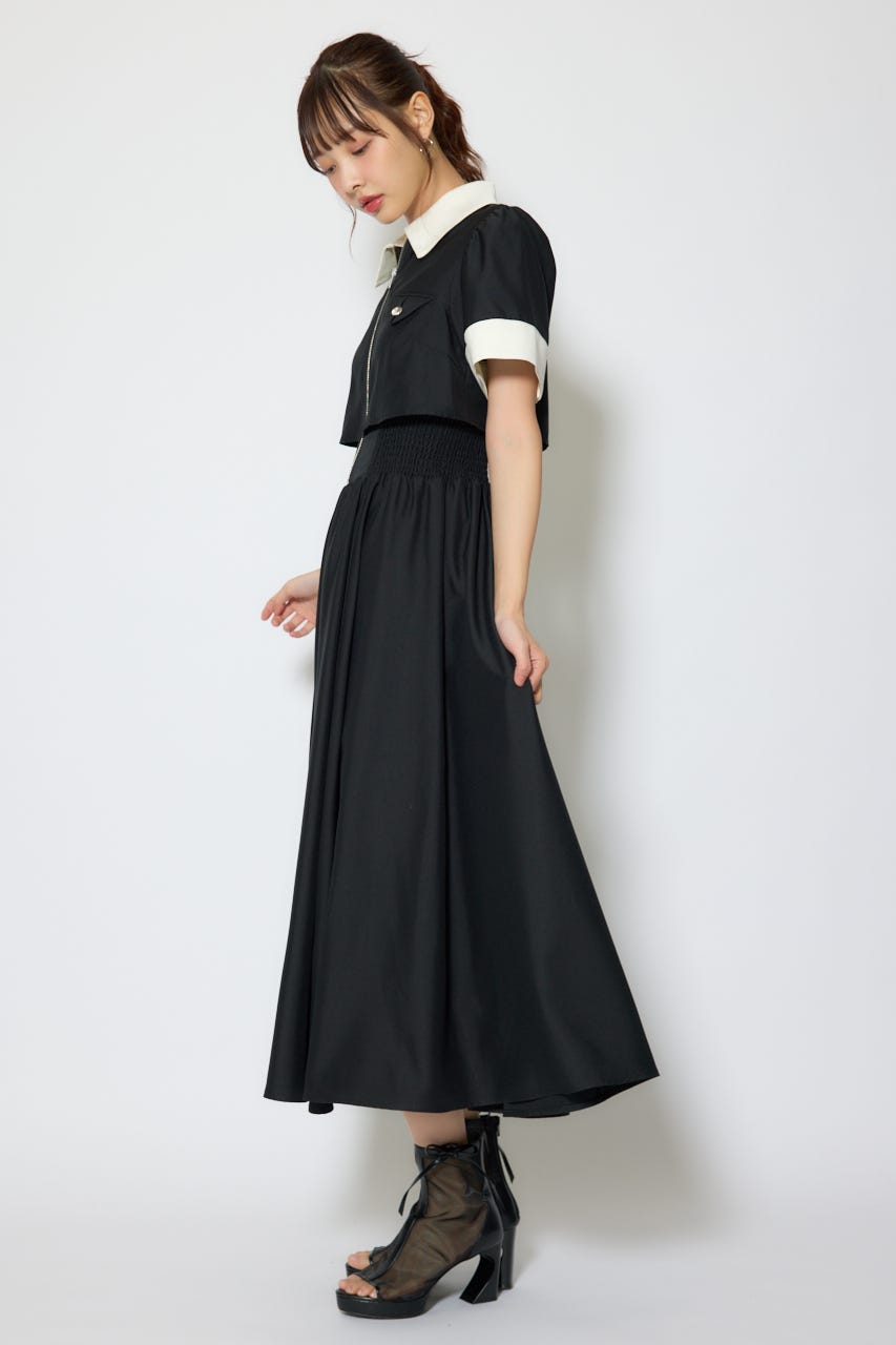 【1/25(日)23:59までSS先行予約会対象アイテム】バストディティールフレアワンピース BLK S