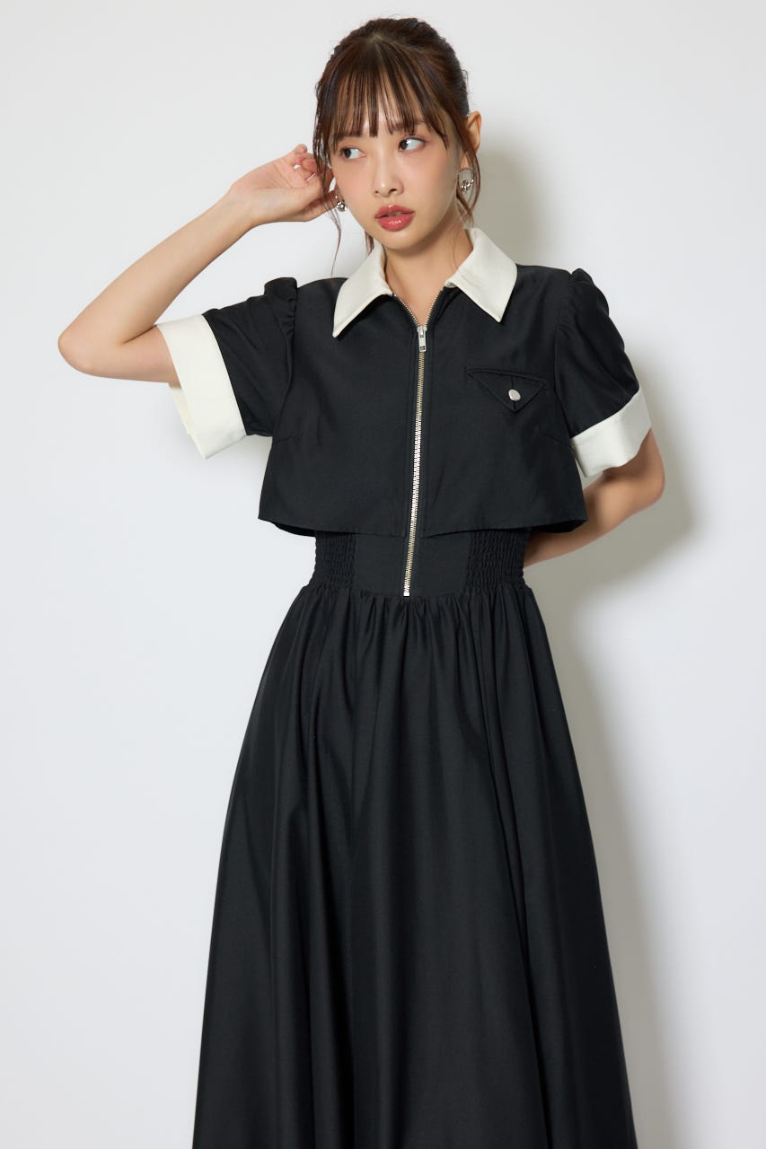 【1/25(日)23:59までSS先行予約会対象アイテム】バストディティールフレアワンピース BLK S