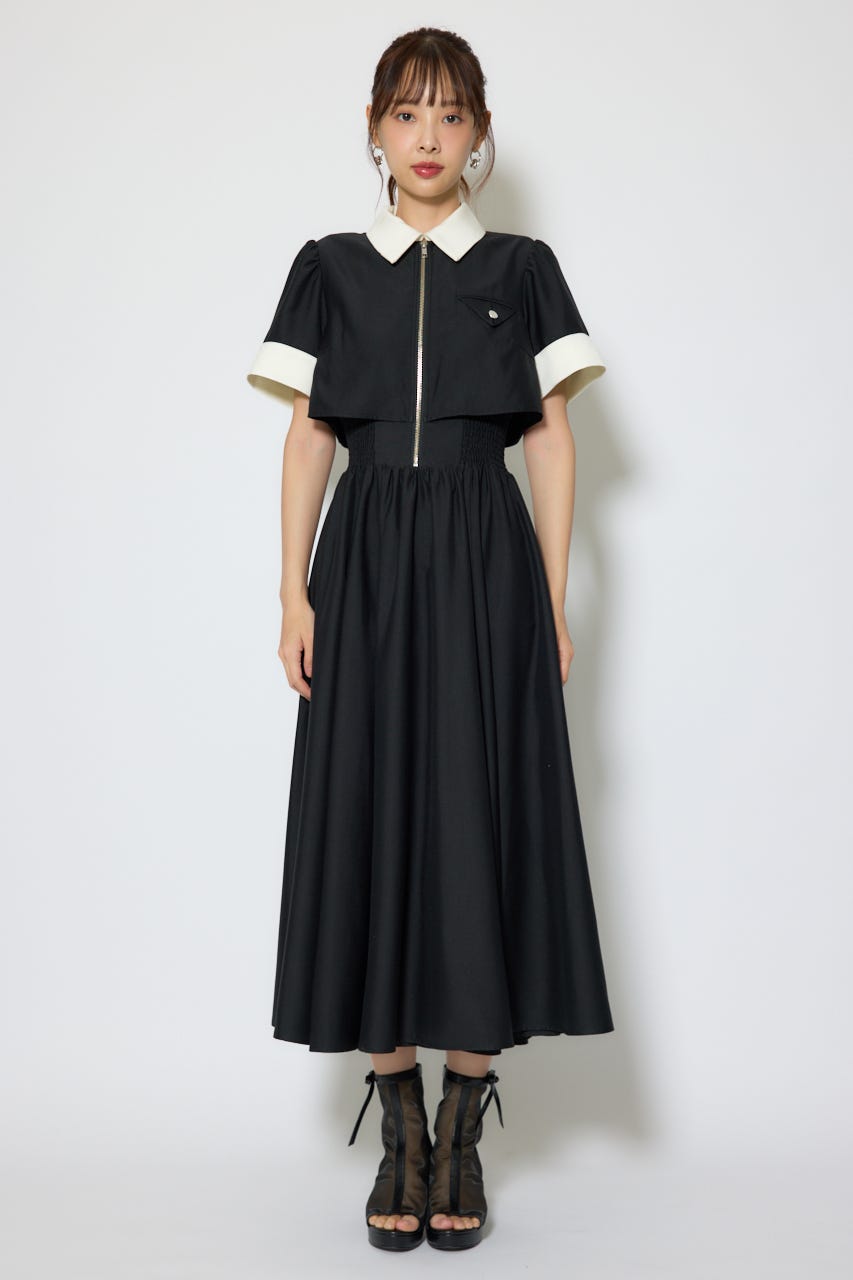 【1/25(日)23:59までSS先行予約会対象アイテム】バストディティールフレアワンピース BLK S