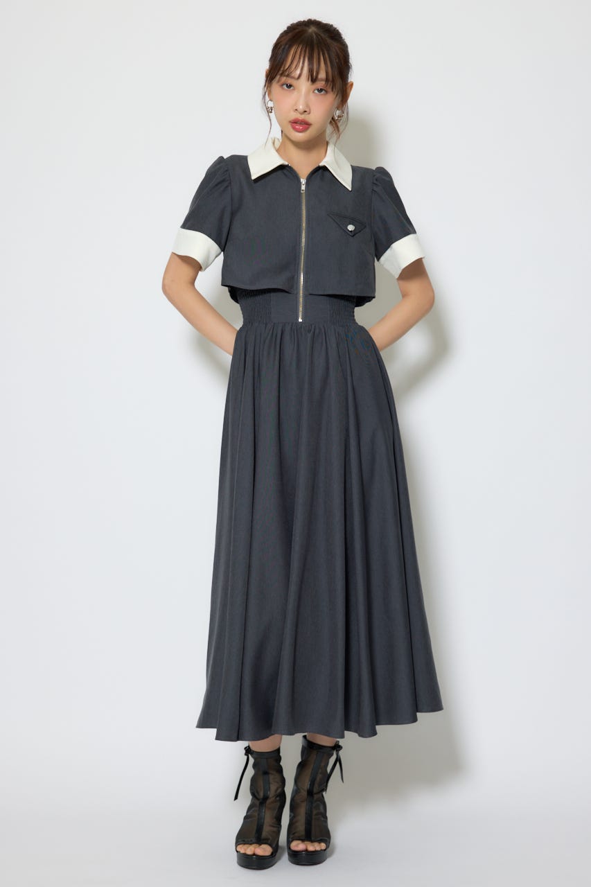 【1/25(日)23:59までSS先行予約会対象アイテム】バストディティールフレアワンピース GRY S