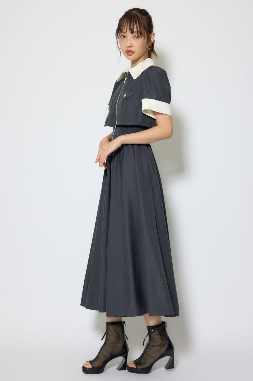 【1/25(日)23:59までSS先行予約会対象アイテム】バストディティールフレアワンピース GRY S