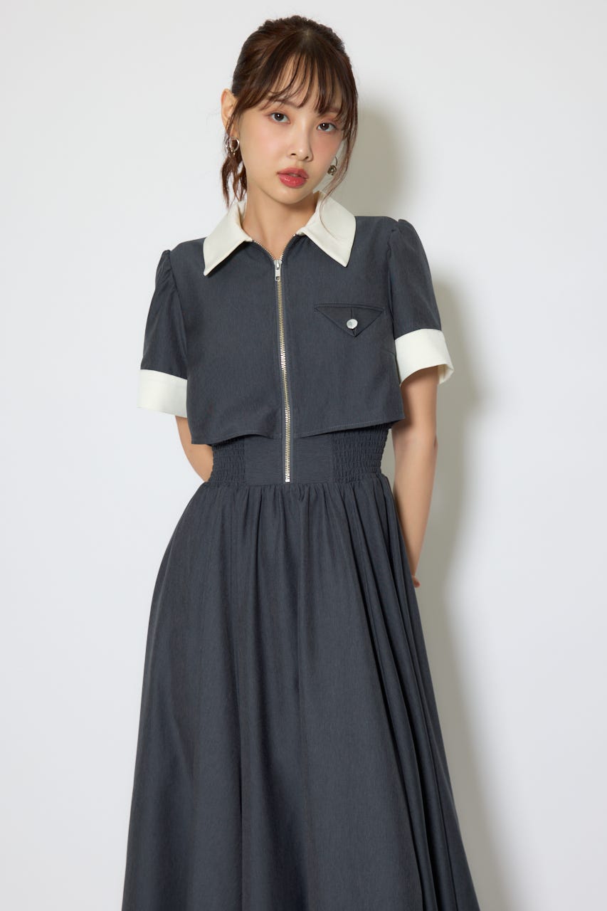 【1/25(日)23:59までSS先行予約会対象アイテム】バストディティールフレアワンピース GRY S