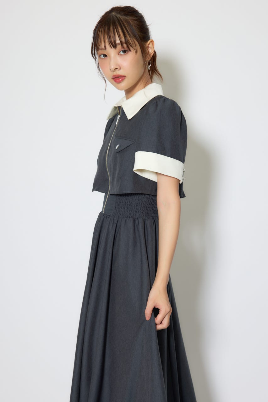 【1/25(日)23:59までSS先行予約会対象アイテム】バストディティールフレアワンピース GRY S