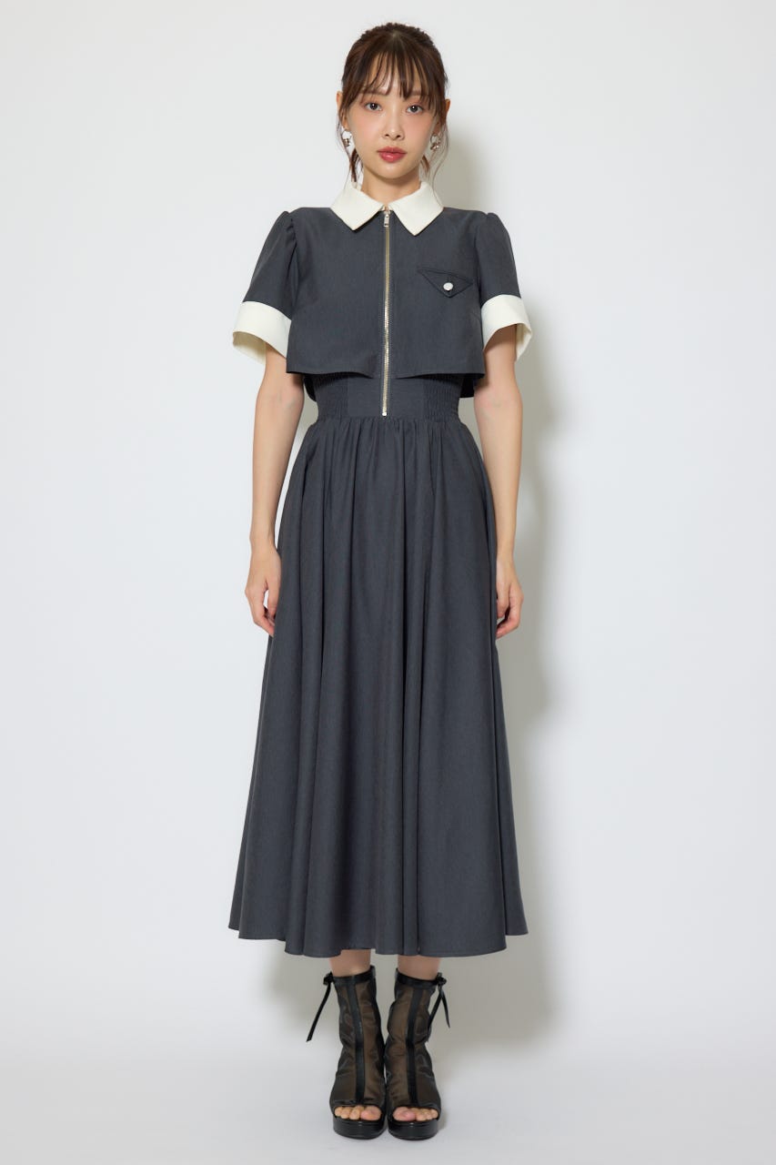 【1/25(日)23:59までSS先行予約会対象アイテム】バストディティールフレアワンピース GRY S