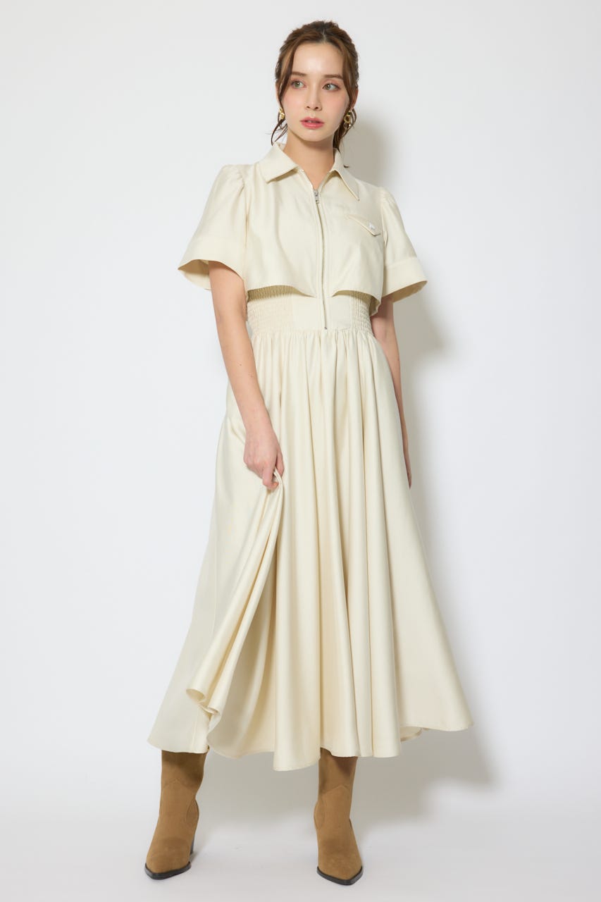 【1/25(日)23:59までSS先行予約会対象アイテム】バストディティールフレアワンピース L/YEL M