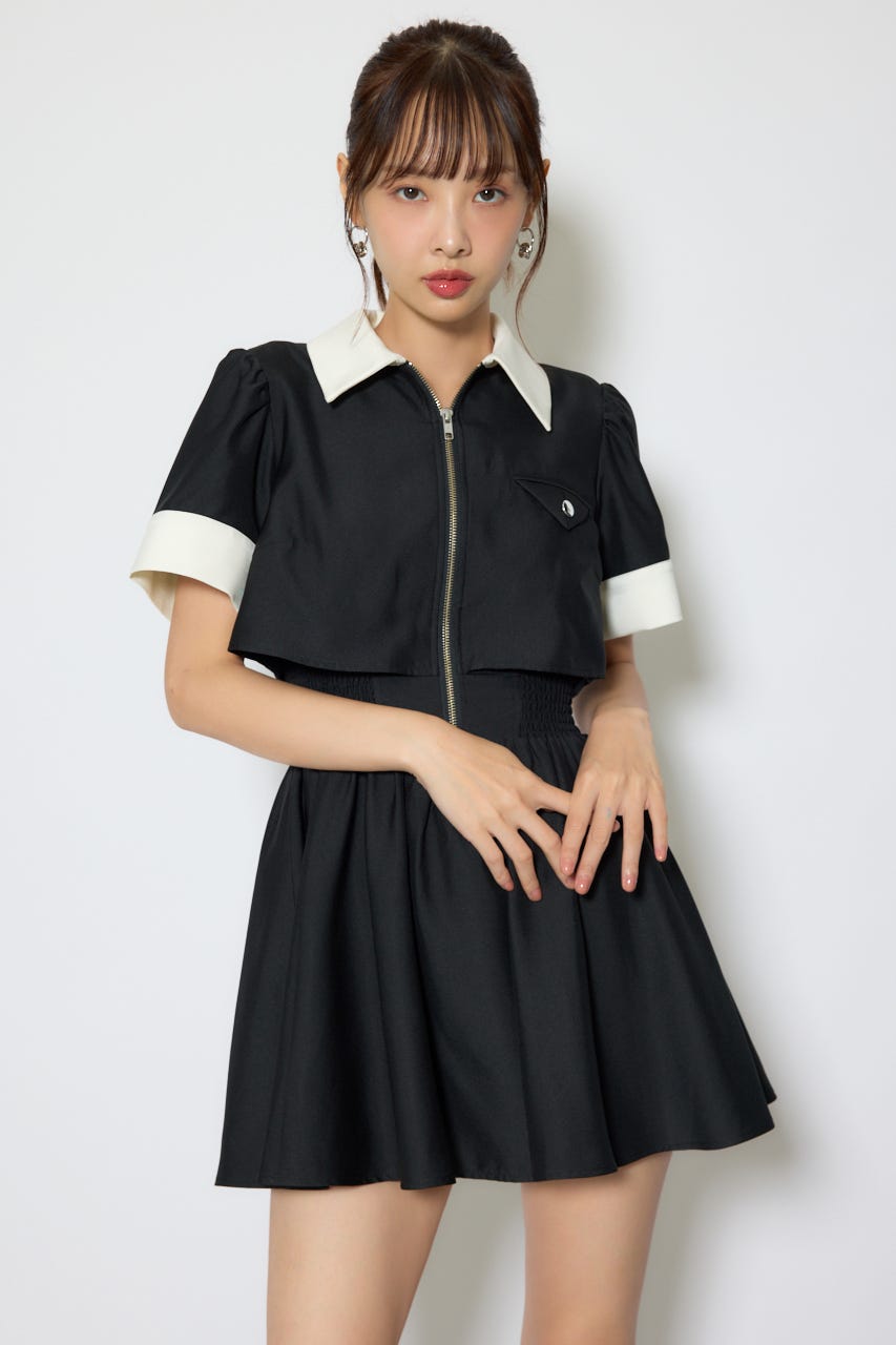 【1/25(日)23:59までSS先行予約会対象アイテム】バストディティールフレアミニワンピース BLK M