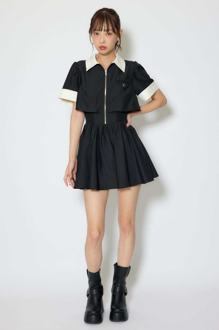 【1/25(日)23:59までSS先行予約会対象アイテム】バストディティールフレアミニワンピース BLK M