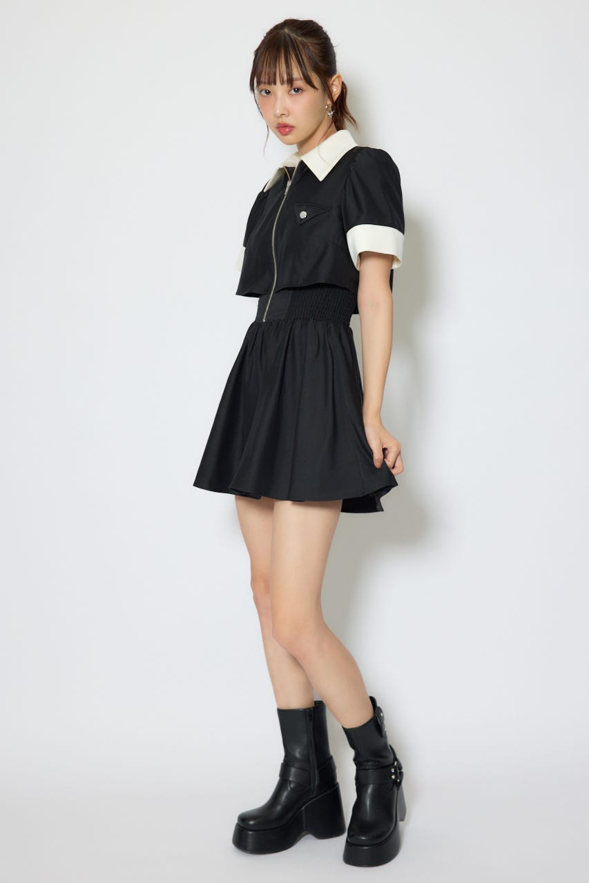 【1/25(日)23:59までSS先行予約会対象アイテム】バストディティールフレアミニワンピース BLK M