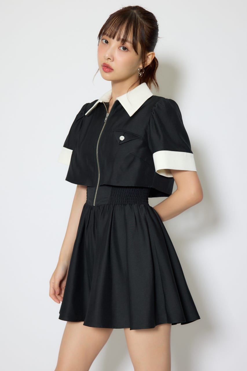 【1/25(日)23:59までSS先行予約会対象アイテム】バストディティールフレアミニワンピース BLK M