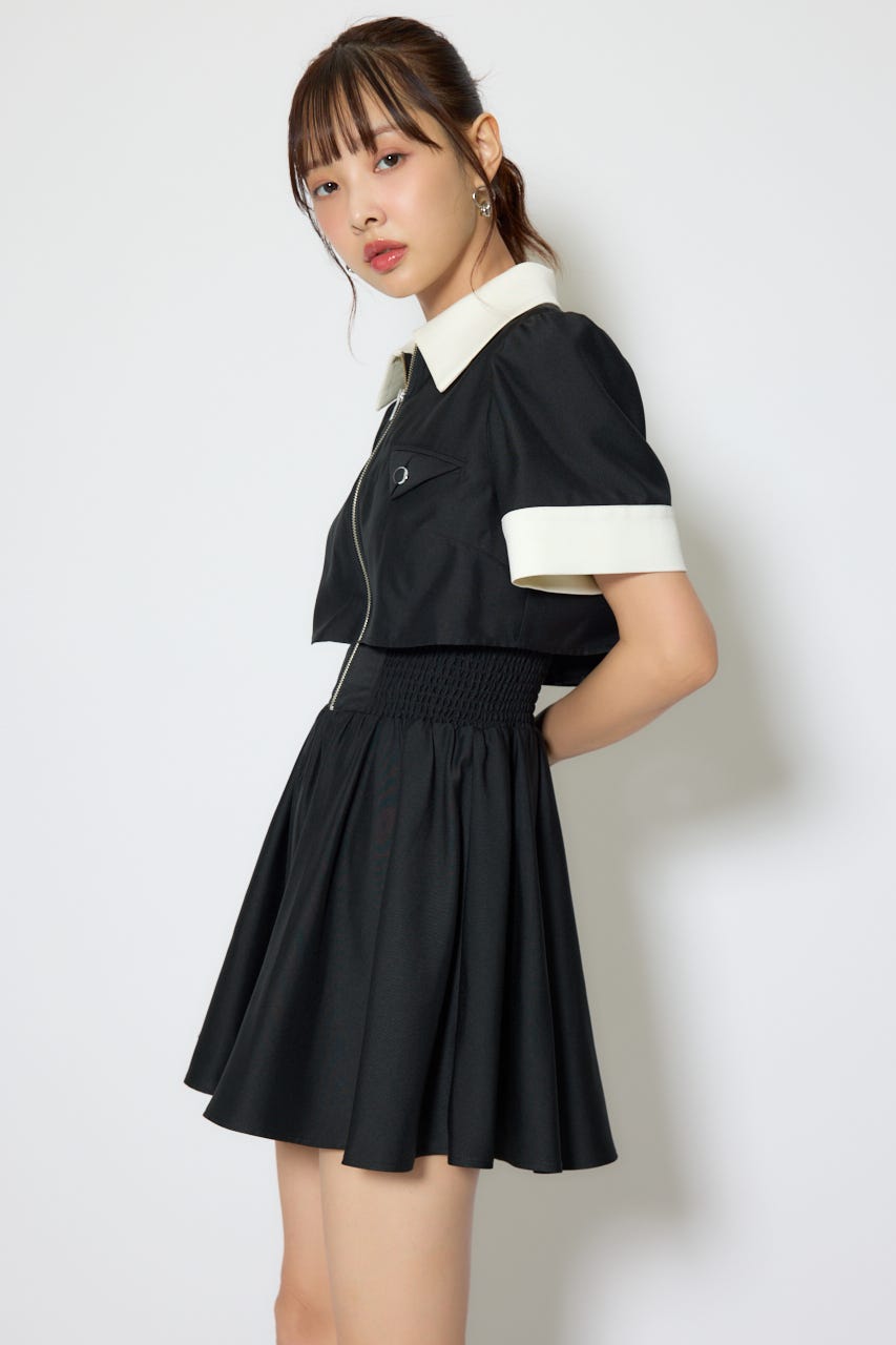 【1/25(日)23:59までSS先行予約会対象アイテム】バストディティールフレアミニワンピース BLK M