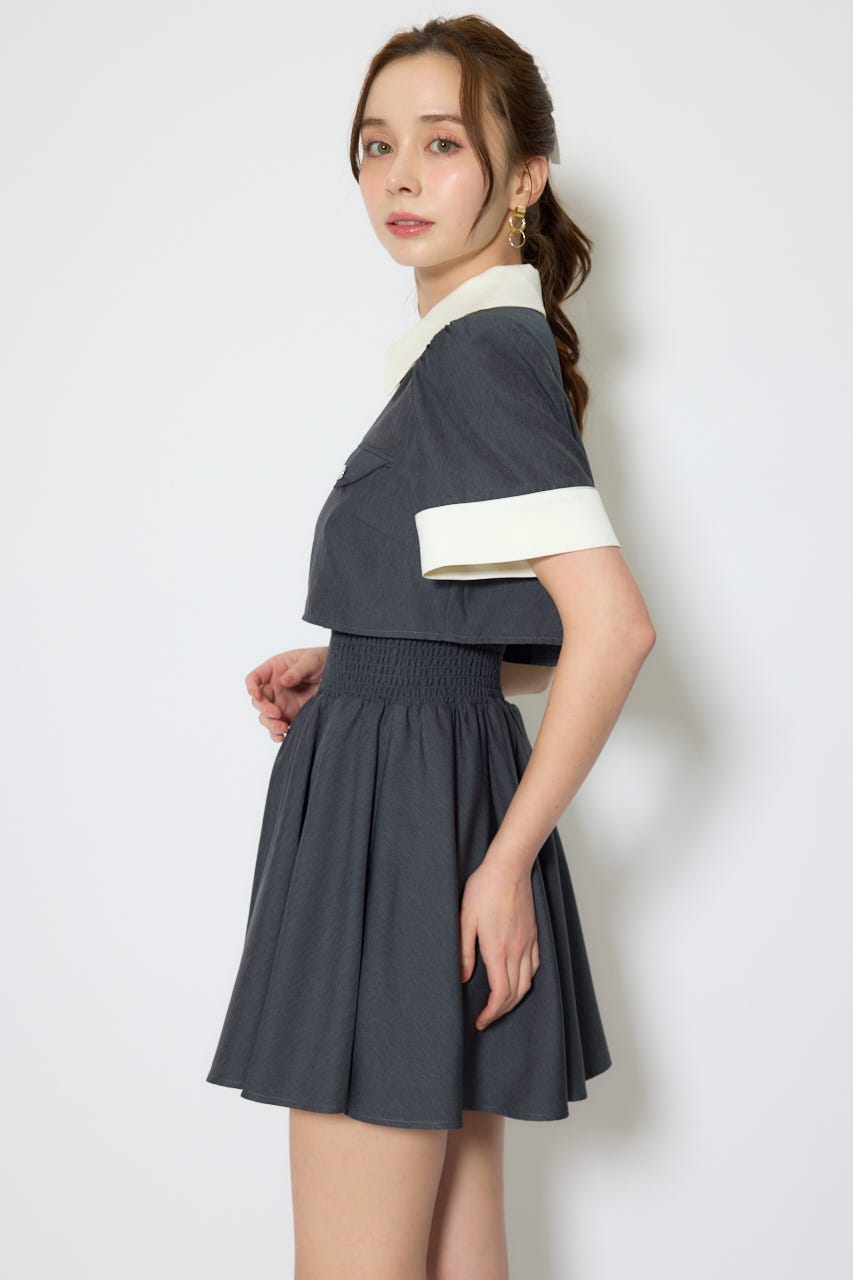 【1/25(日)23:59までSS先行予約会対象アイテム】バストディティールフレアミニワンピース GRY S