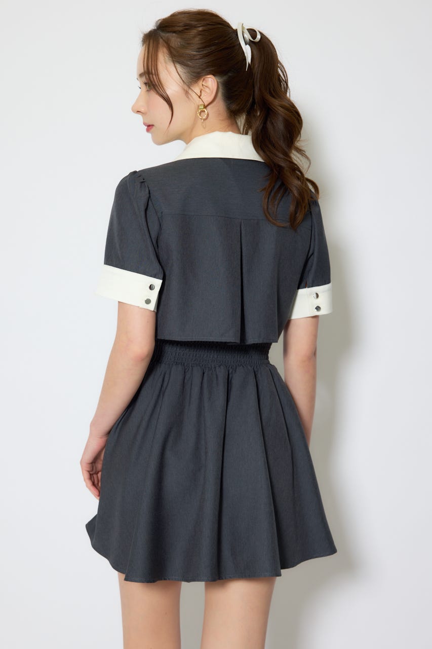 【1/25(日)23:59までSS先行予約会対象アイテム】バストディティールフレアミニワンピース GRY S