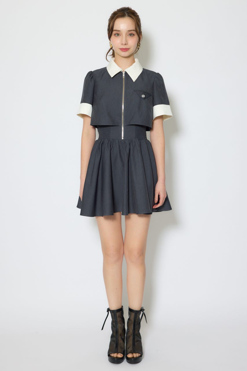 【1/25(日)23:59までSS先行予約会対象アイテム】バストディティールフレアミニワンピース GRY S