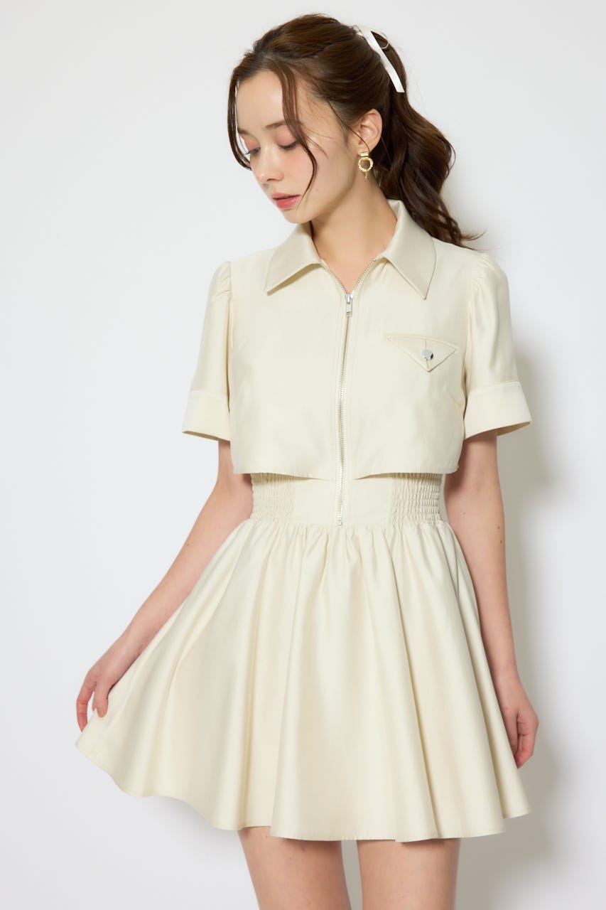 【1/25(日)23:59までSS先行予約会対象アイテム】バストディティールフレアミニワンピース L/YEL S