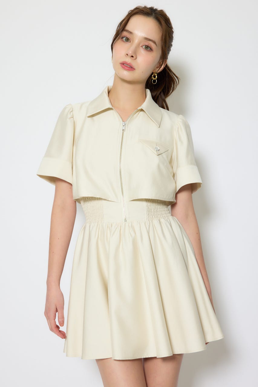 【1/25(日)23:59までSS先行予約会対象アイテム】バストディティールフレアミニワンピース L/YEL S