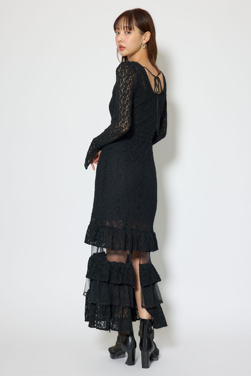 ティアードレースマーメイドワンピース BLK M