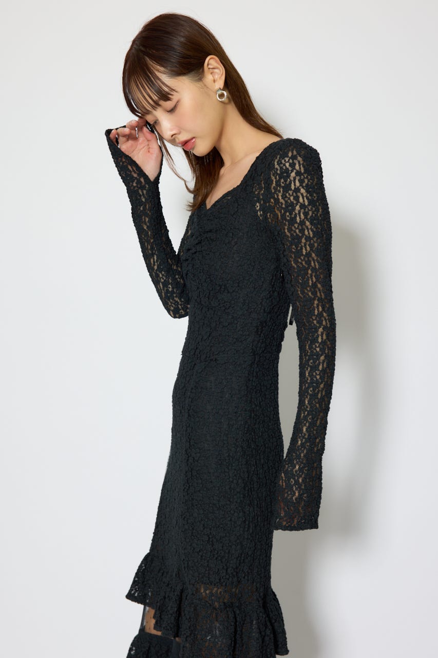 ティアードレースマーメイドワンピース BLK M