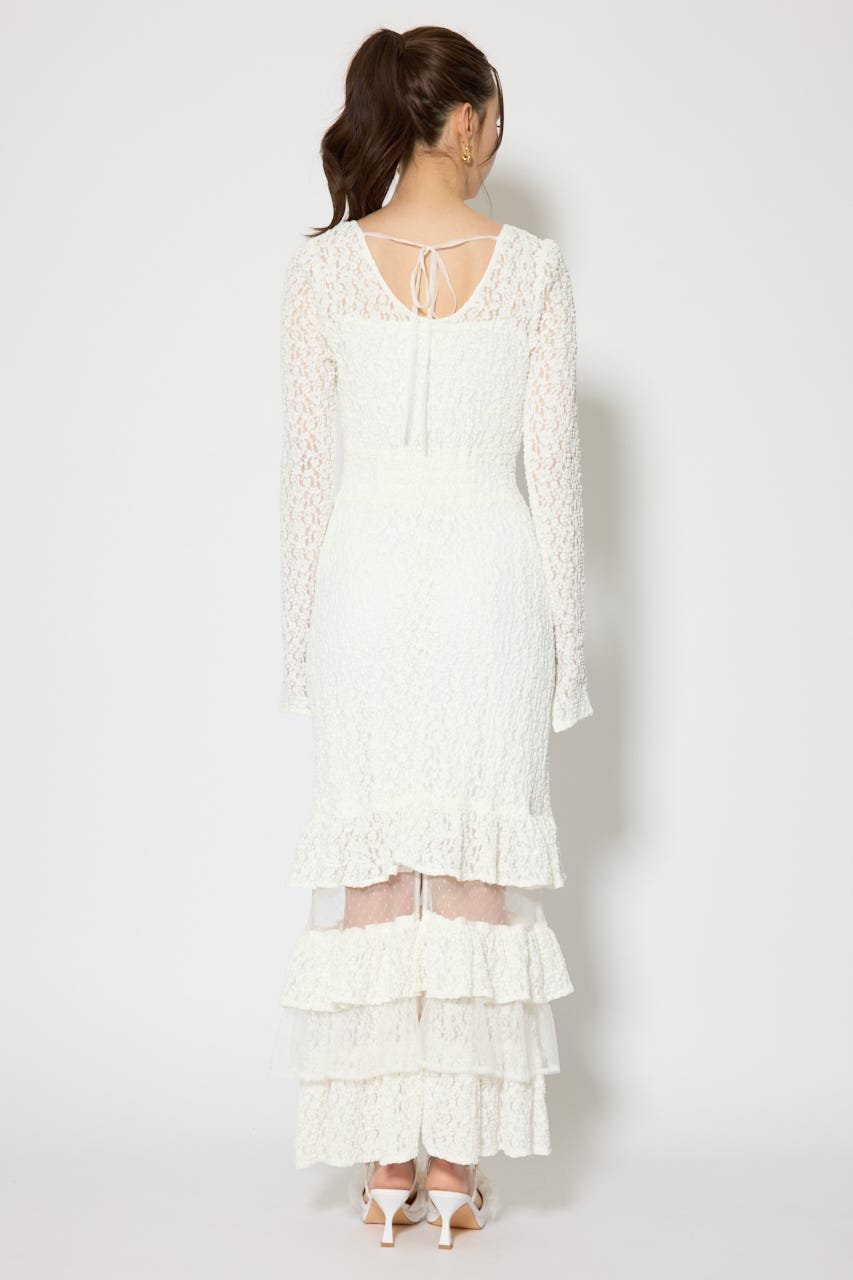 ティアードレースマーメイドワンピース WHT M