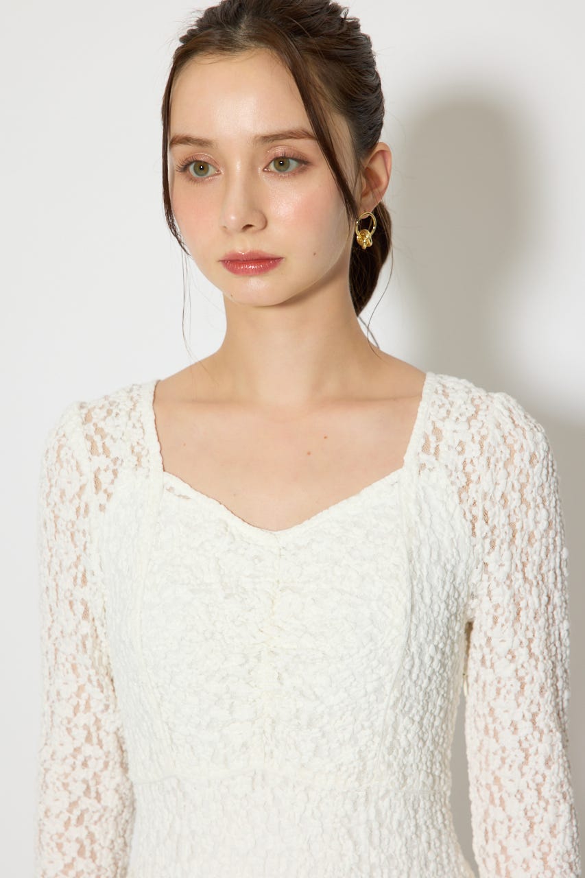 ティアードレースマーメイドワンピース WHT M