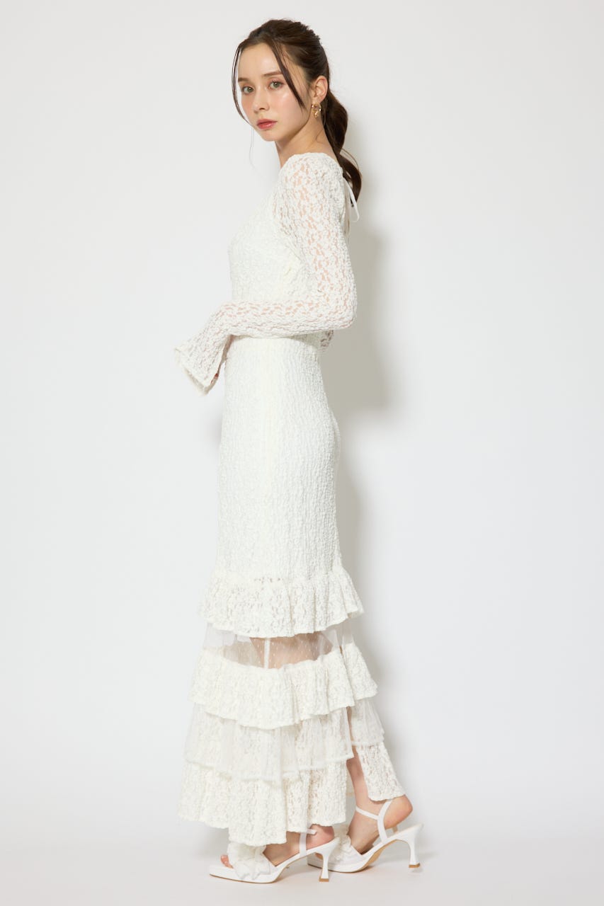 ティアードレースマーメイドワンピース WHT M