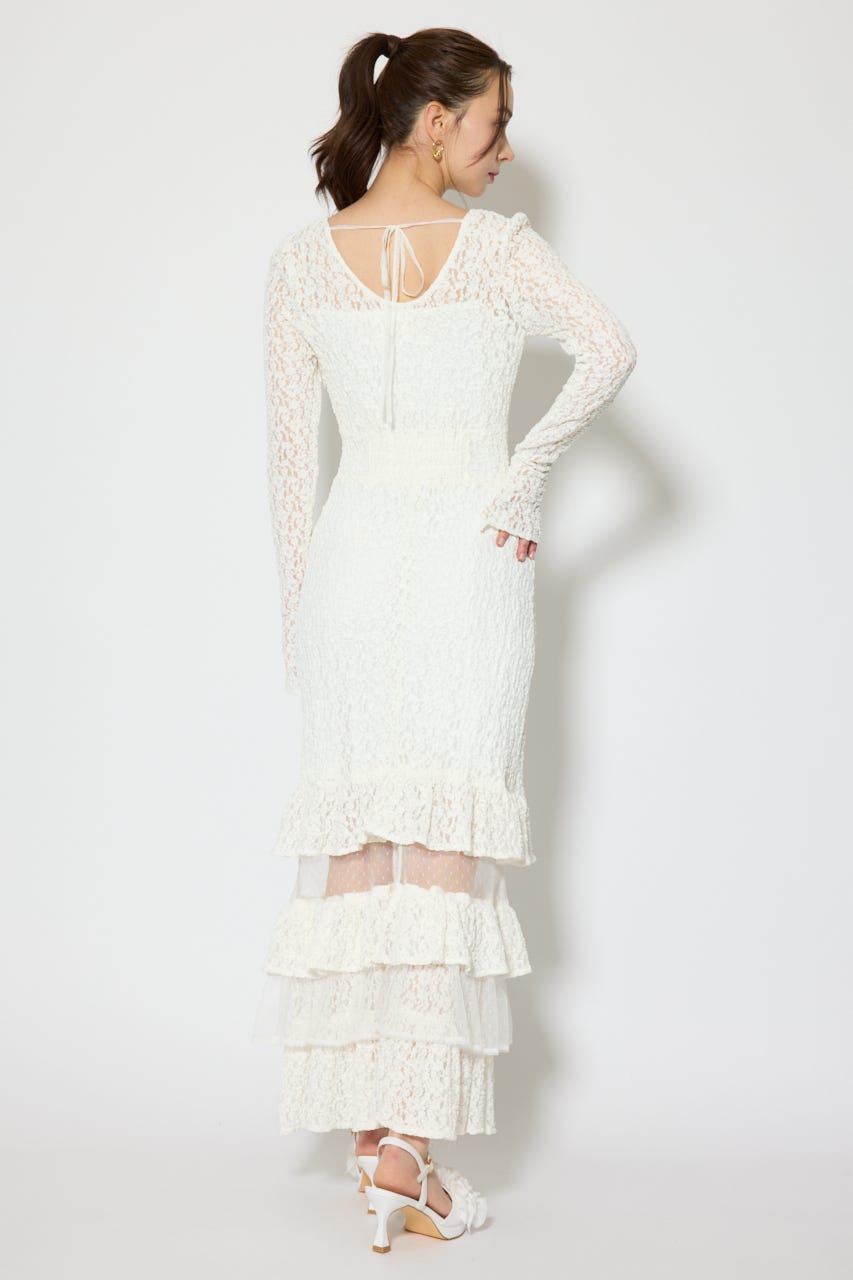 ティアードレースマーメイドワンピース WHT M