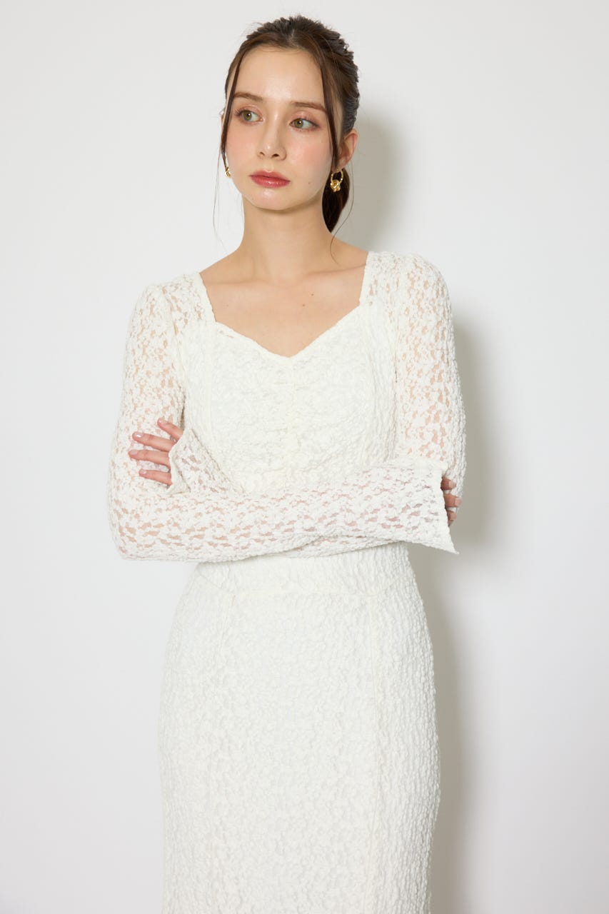 ティアードレースマーメイドワンピース WHT M