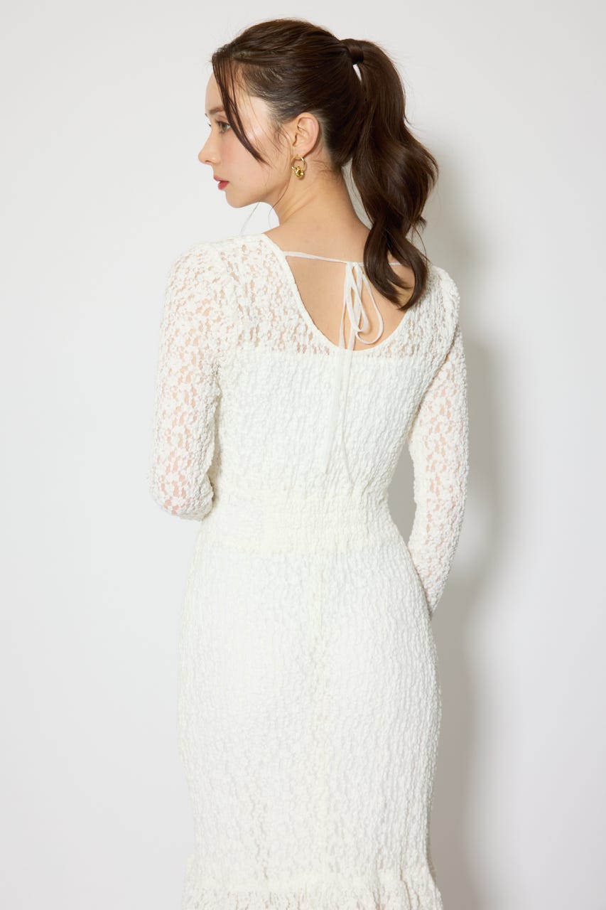 ティアードレースマーメイドワンピース WHT M