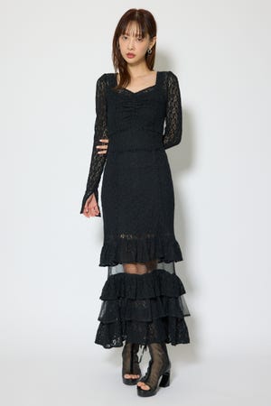 ティアードレースマーメイドワンピース