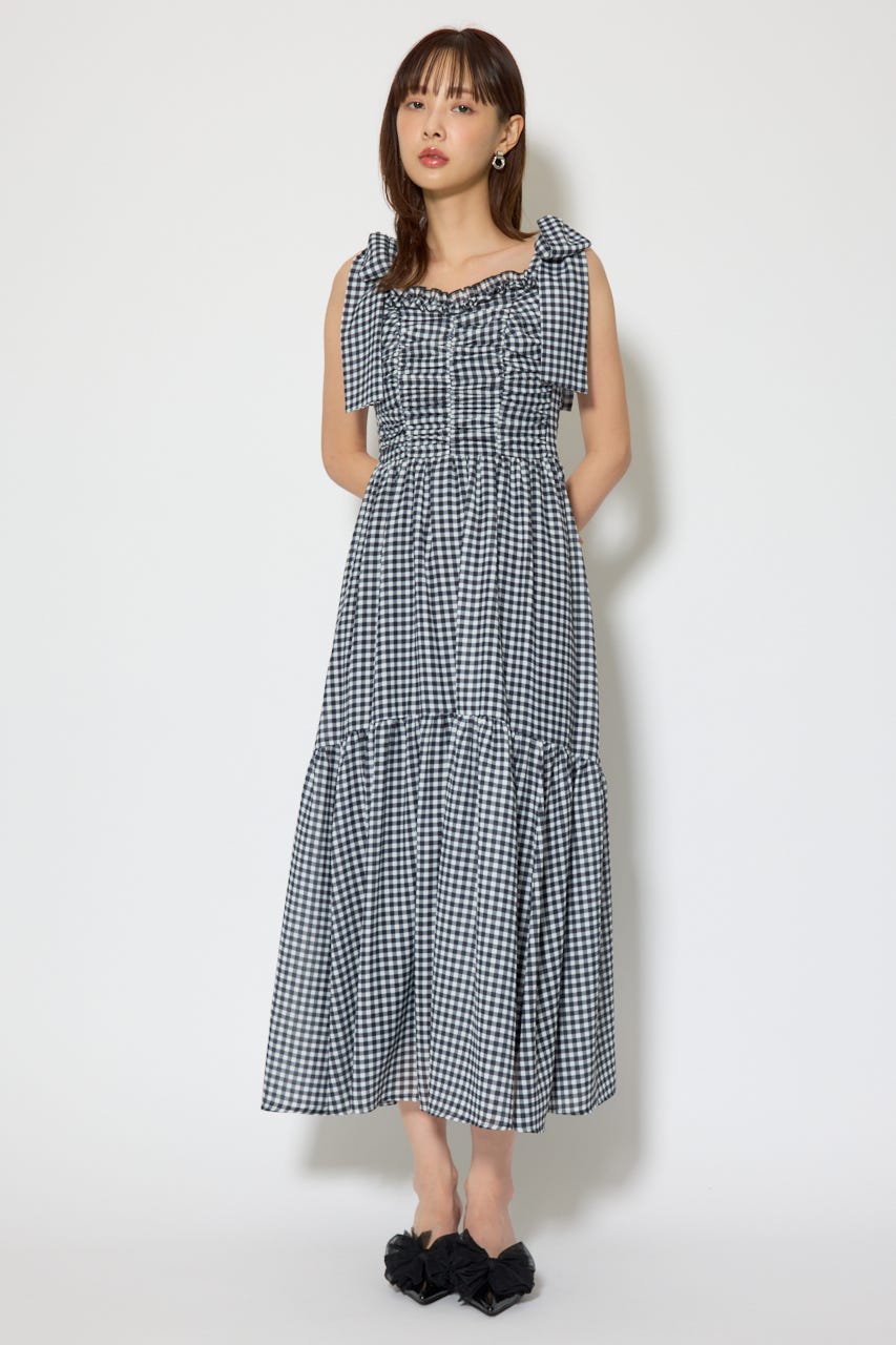 リボンディティールティアードキャミワンピース BLK S