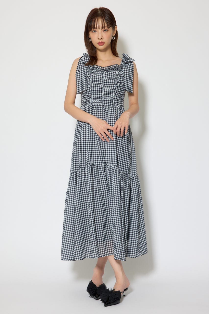 リボンディティールティアードキャミワンピース BLK S