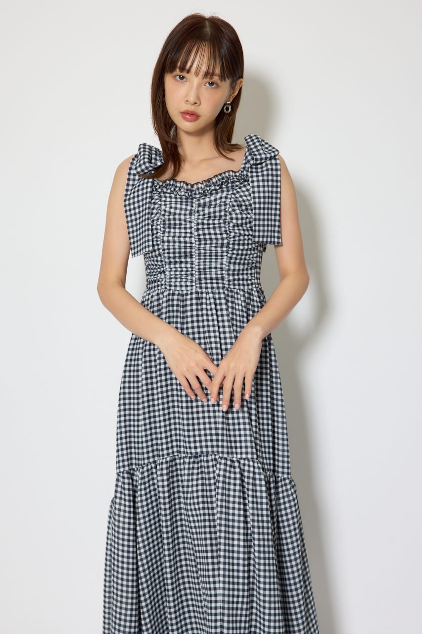 リボンディティールティアードキャミワンピース BLK S