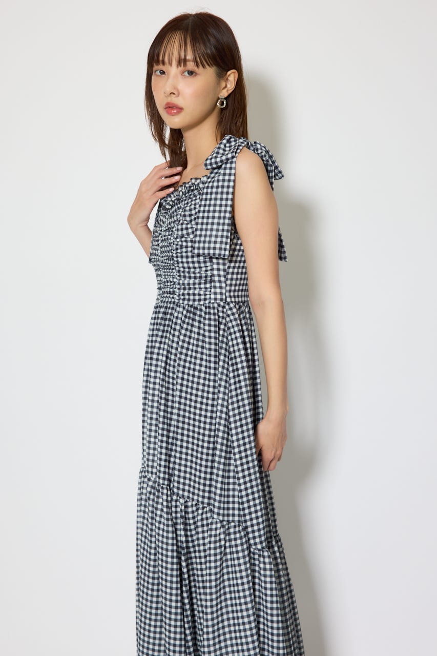 リボンディティールティアードキャミワンピース BLK S