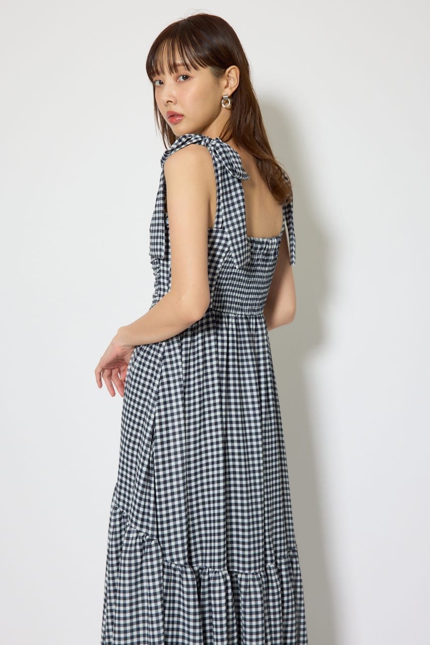 リボンディティールティアードキャミワンピース BLK S