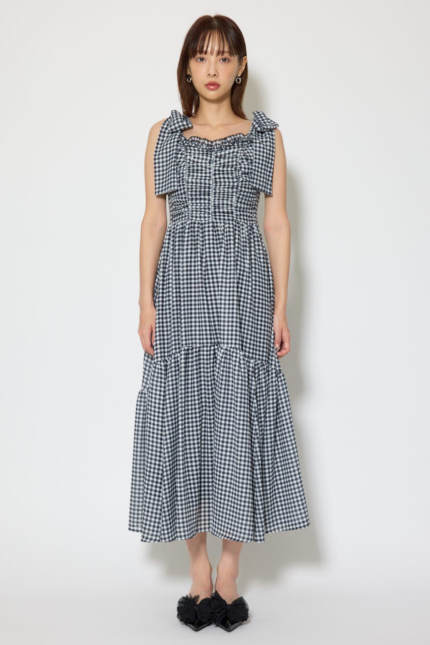 リボンディティールティアードキャミワンピース BLK S