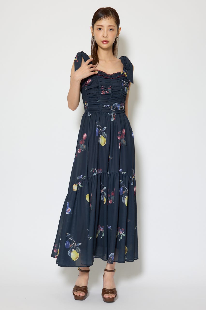 リボンディティールティアードキャミワンピース NVY S