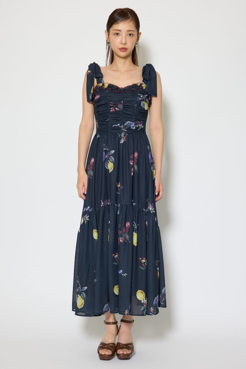 リボンディティールティアードキャミワンピース NVY S