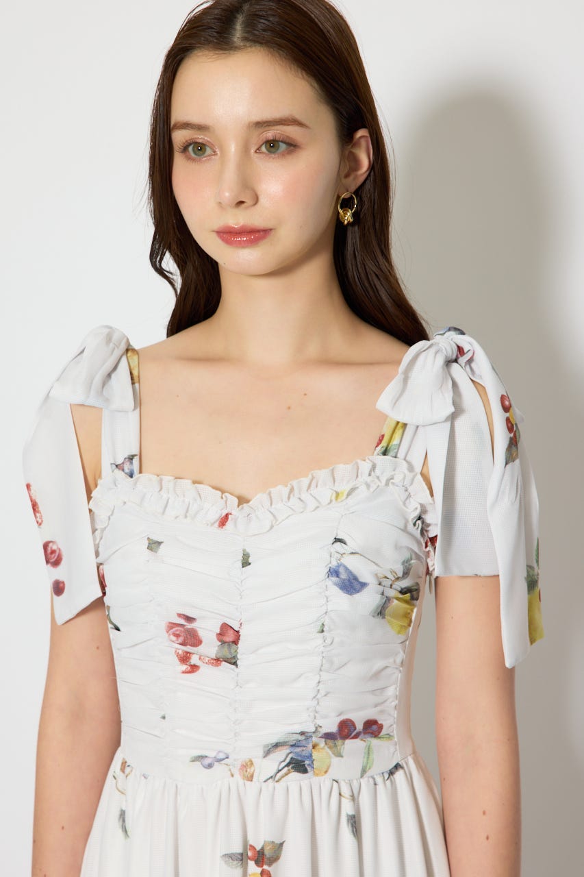 リボンディティールティアードキャミワンピース WHT S