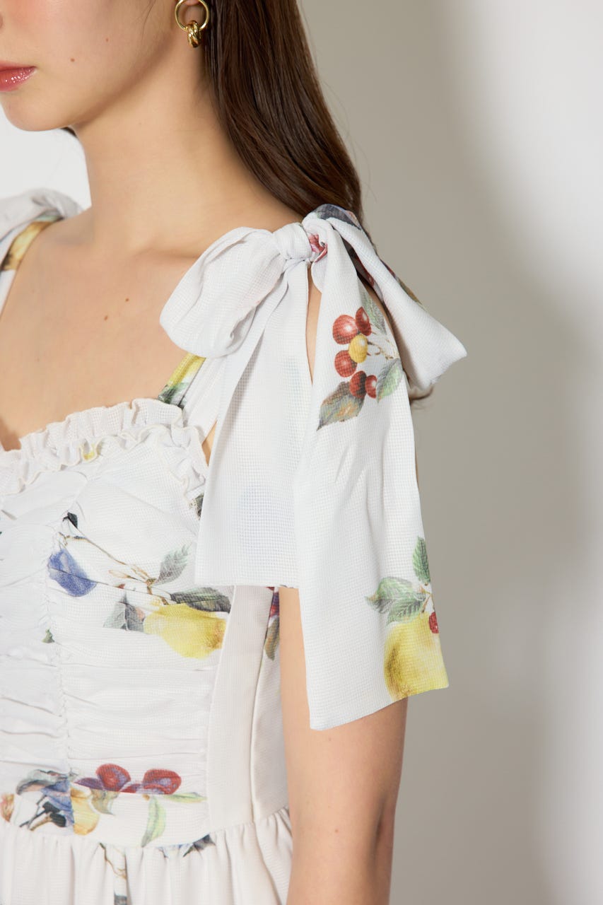 リボンディティールティアードキャミワンピース WHT S