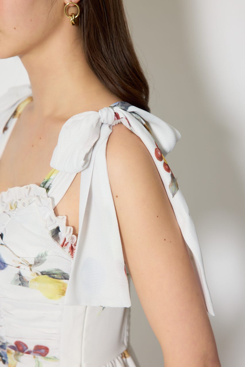 リボンディティールティアードキャミワンピース WHT S