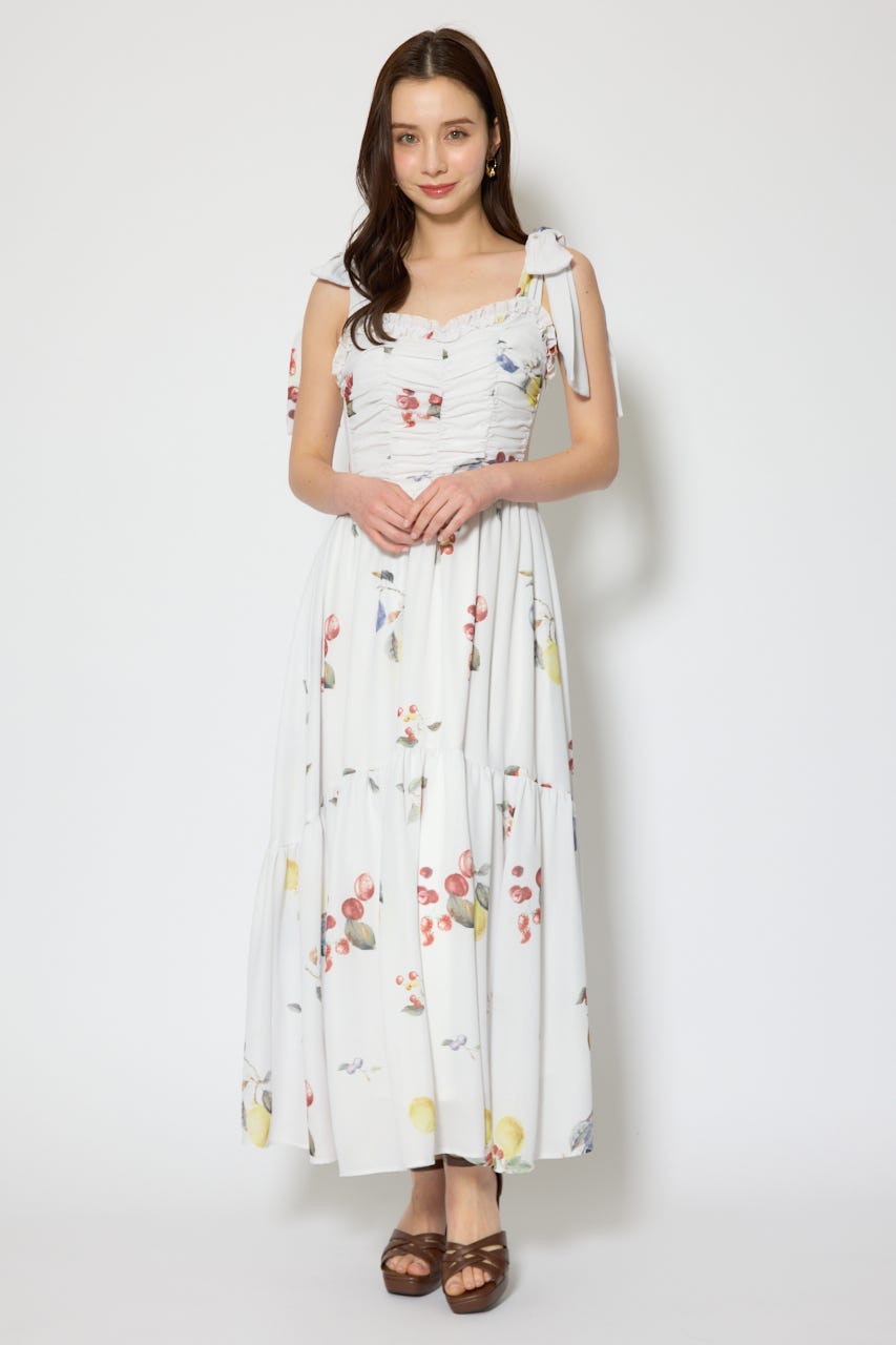 リボンディティールティアードキャミワンピース WHT S